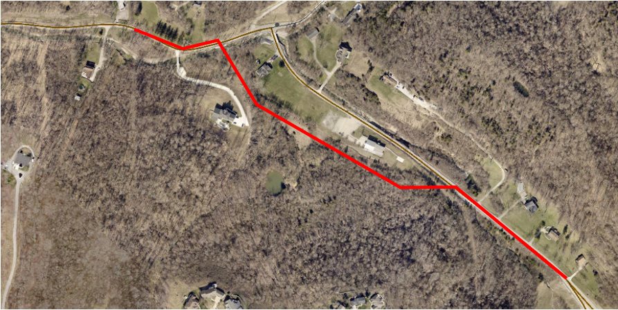 Licking River Syphon Phase 3 with a red mark indicating the upsizing